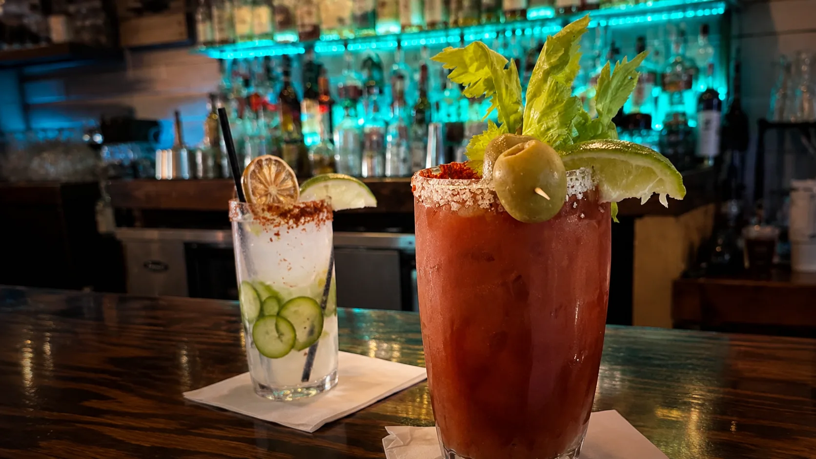 Cocktails at the bar
